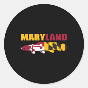 Pegatina Redonda Pescado Bowfin - Pescado de la bandera del estado 