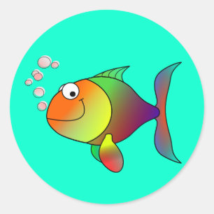 Pegatina Redonda Pescado: Burbujas resplandecientes