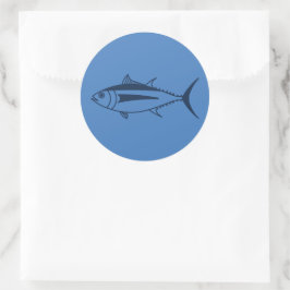 Pegatina Redonda Pescado de atún de Albacore en azul marino