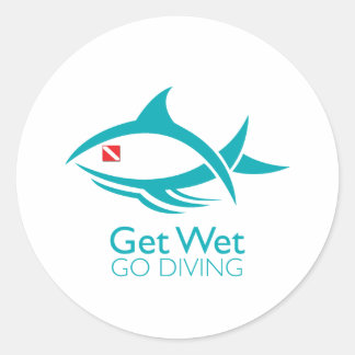 Pegatina Redonda Pescado de buceo tribal