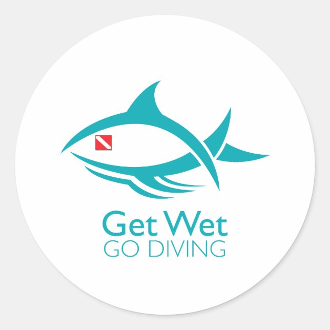 Pegatina Redonda Pescado de buceo tribal (Anverso)