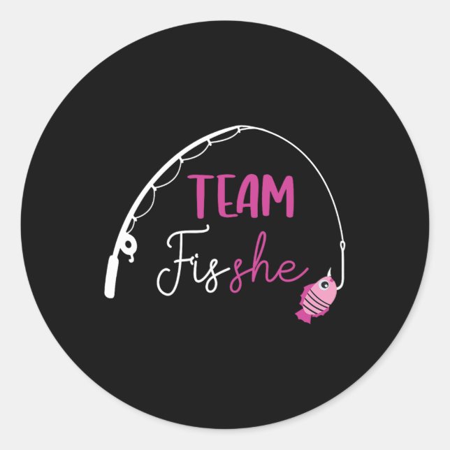 Pegatina Redonda Pescado De Equipo Con Camisas Pescando Género Reve (Anverso)