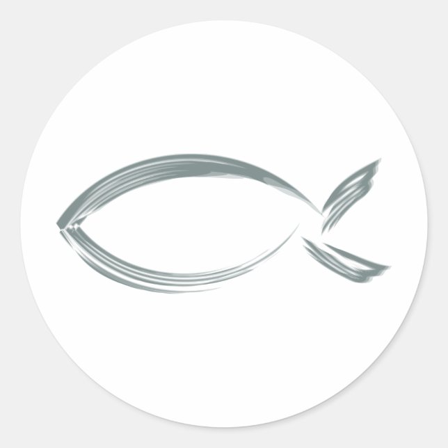 Pegatina Redonda Pescado de Jesús (Anverso)