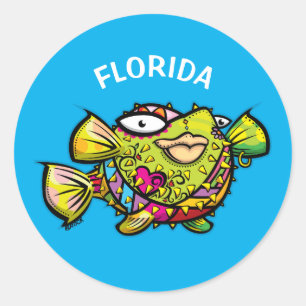 Pegatina Redonda Pescado de la Florida