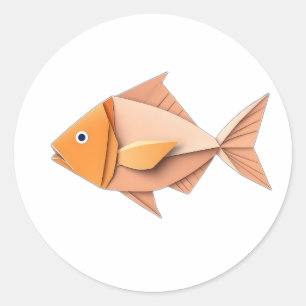 Pegatina Redonda Pescado de origen en estilo geométrico