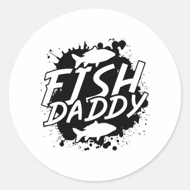 Pegatina Redonda Pescado de Papi Pescador (Anverso)