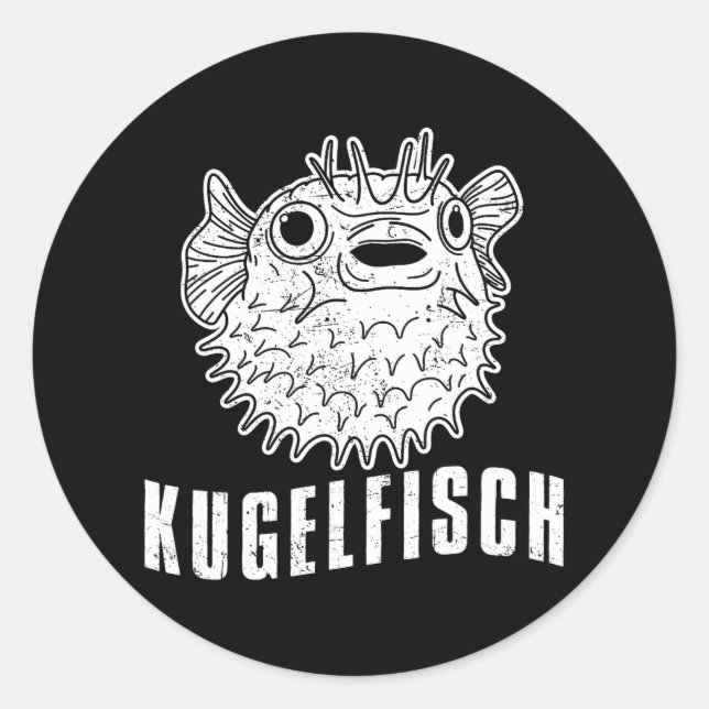 Pegatina Redonda Pescado de peces globos acuarios (Anverso)