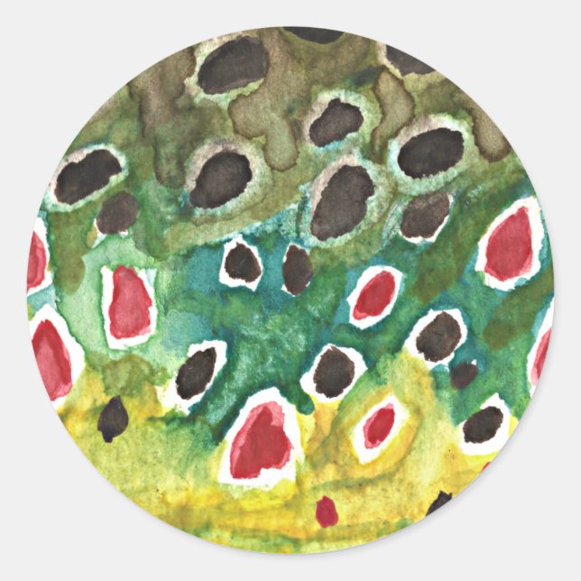 Pegatina Redonda Pescado de trucha marrón (Anverso)