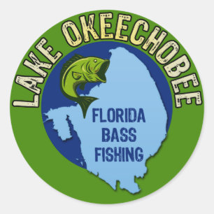 Pegatina Redonda Pescado en el lago Okeechobee