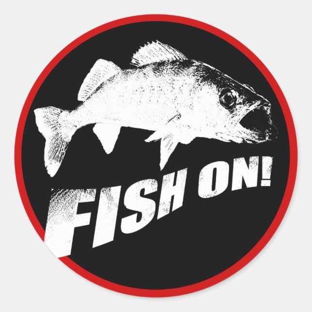 Pegatina Redonda Pescado en walleye (Anverso)