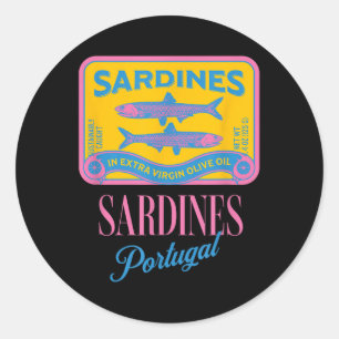 Pegatina Redonda Pescado enlatado Sardinas enlatadas Pescado en lat