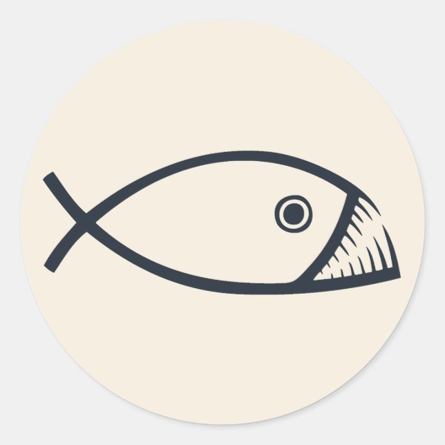 Pegatina Redonda Pescado Evolution (Anverso)