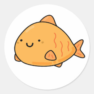 Pegatina Redonda Pescado Naranja kawaii