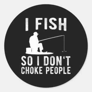 Pegatina Redonda Pescado para no asfixiar la pesca divertida de la 