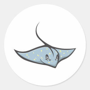 Pegatina Redonda Pescado Stingray serio