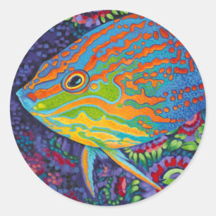Pegatina Redonda Pescado tropical brillante I