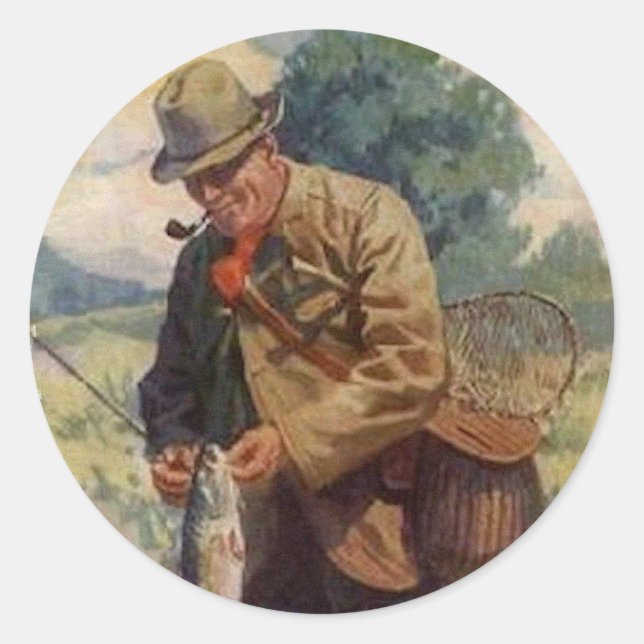 Pegatina Redonda Pescador (Anverso)