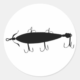 Pegatina Redonda Pescador 2 Silhouette a