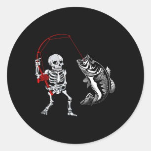 Pegatina Redonda Pescador de Esqueleto de Pesca Byss Halloween