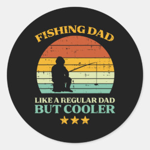 Pegatina Redonda Pescador Papá Como El Día De Los Padres Retro De R