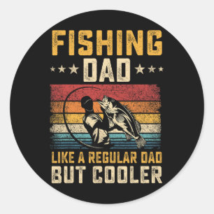 Pegatina Redonda Pescador Papá Como Papá Regular Pero Más Cool Día