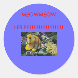 Pegatina Redonda ¡Pescados, AYUDA de MEOWMEOW!!!!!!!!!!!!!!!!!!!!!