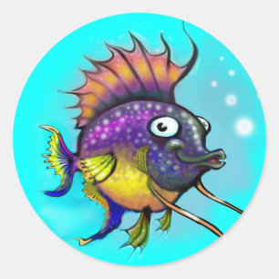 Pegatina Redonda Pescados de arco iris