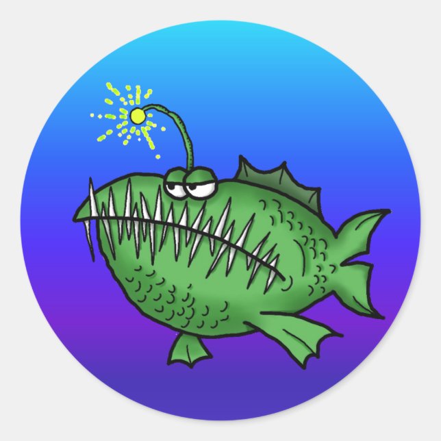 Pegatina Redonda Pescados dentudos (Anverso)