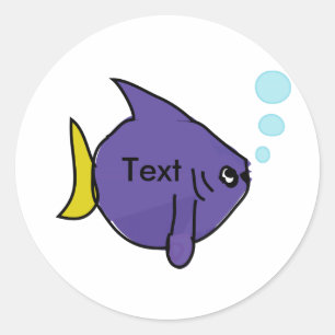 Pegatina Redonda Pescados lindos modernos con el texto