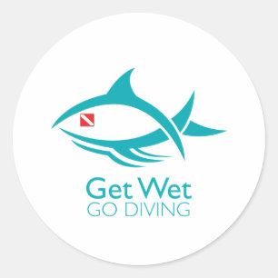 Pegatina Redonda Pescados tribales de la zambullida