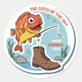 Pegatina Redonda Pescando para divertirse - Meme al aire libre dive