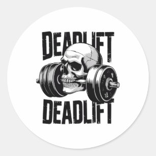 Pegatina Redonda Peso muerto Calavera Esqueleto Entrenamiento Power