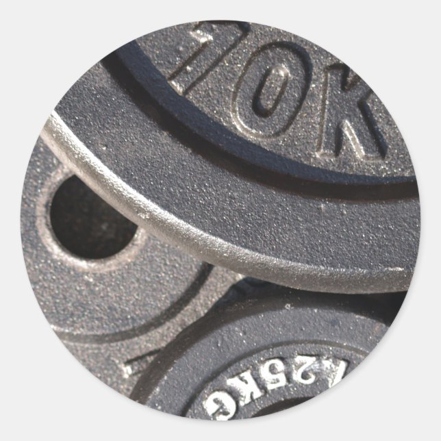 Pegatina Redonda Pesos de gimnasia (Anverso)