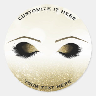 Pegatina Redonda Pestañas Glam Personalizadas Maquillaje Brillo Pur