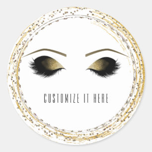 Pegatina Redonda Pestañas Postizas de Maquillaje Personalizadas Pla