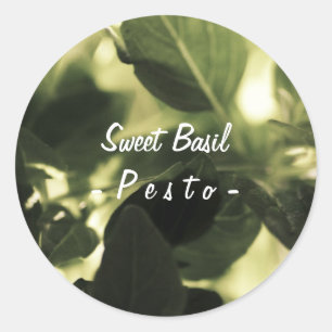 Pegatina Redonda ¡PESTO Italiano Cocina! Basil, pegatinas de Labels