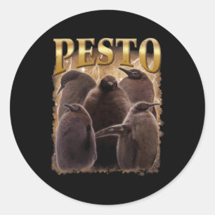 Pegatina Redonda Pesto The Penguin Funny Ba1