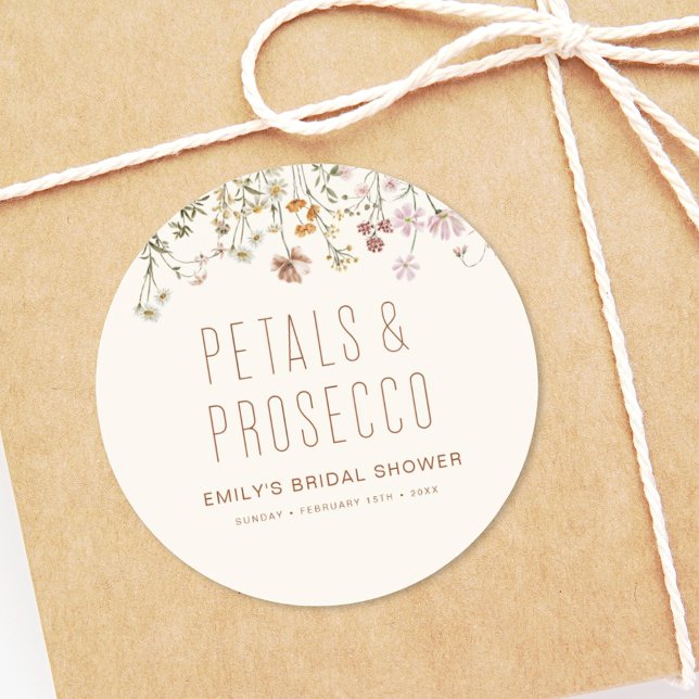 Pegatina Redonda Petales y ducha de flores silvestres de Prosecco (Subido por el creador)