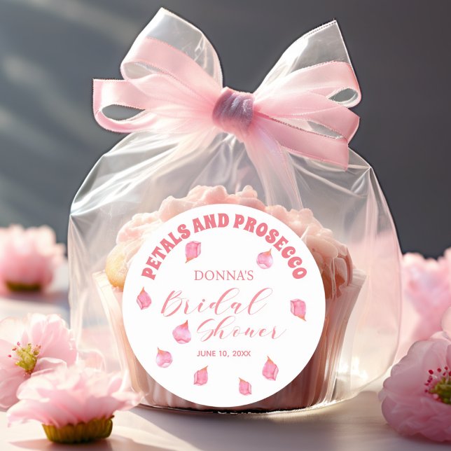 Pegatina Redonda Petales y ducha de novia en Rubor Prosecco (Subido por el creador)