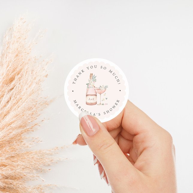 Pegatina Redonda Petales y Prosecco Ducha Bridal Bachelorette (Subido por el creador)