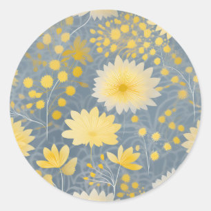 Pegatina Redonda Pétalos de crisantemo amarillo romántico