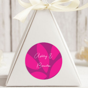 Pegatina Redonda Pétalos de Flor Mod Botánica Fuchsia Despedida de 