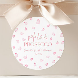 Pegatina Redonda Pétalos y Prosecco Pétalos de Rosa Rosa Despedida 