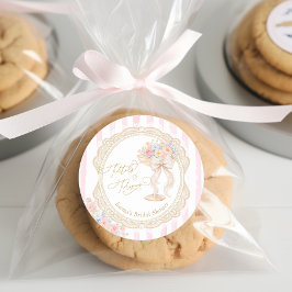 Pegatina Redonda Petals and Prosecco Bridal Shower