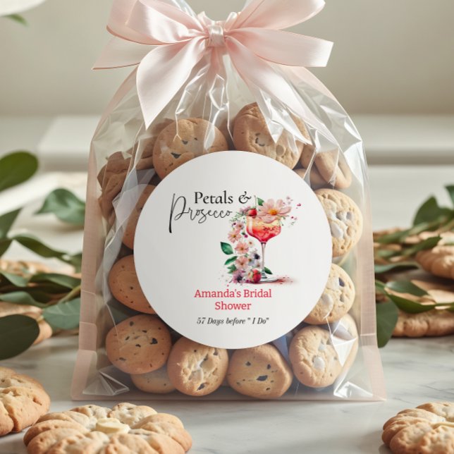 Pegatina Redonda Petals Prosecco Garden Floral Bridal Shower Favor (Subido por el creador)