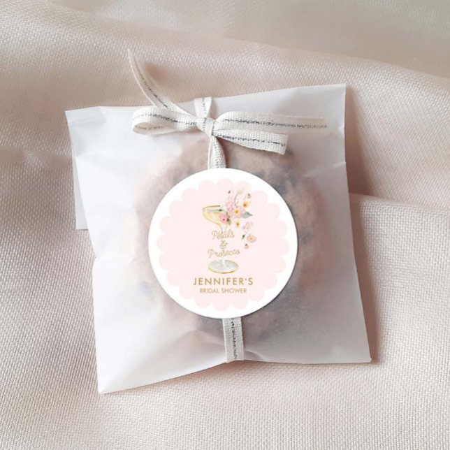 Pegatina Redonda Petals y Prosecco Wedding Ducha Favor (Subido por el creador)