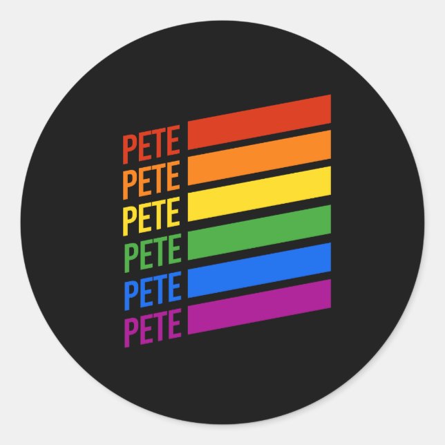 Pegatina Redonda Pete LGBT Rainbow (Anverso)