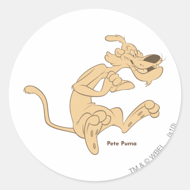 Pegatina Redonda Pete Puma Emocionado (Anverso)