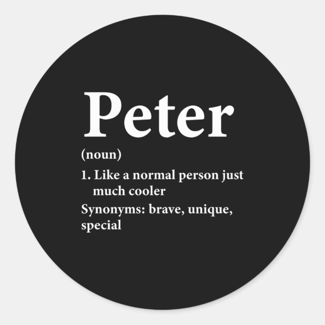 Pegatina Redonda Peter Name Definition Funny D  (Anverso)