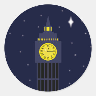 Pegatina Redonda Peter Pan Neverland Clock Tower deseante estrella